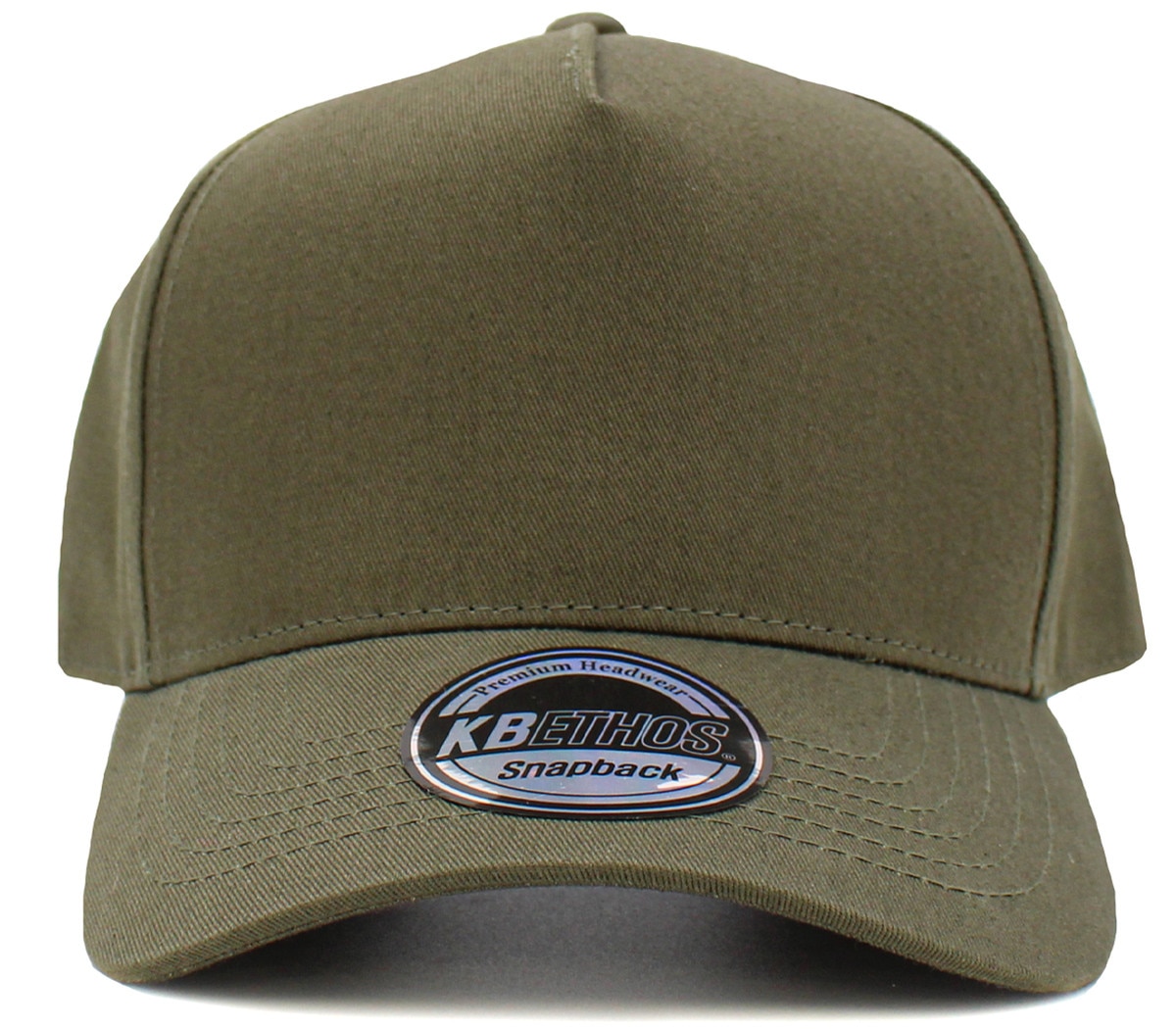 Olive Baseball 5 Panel Cap Front View